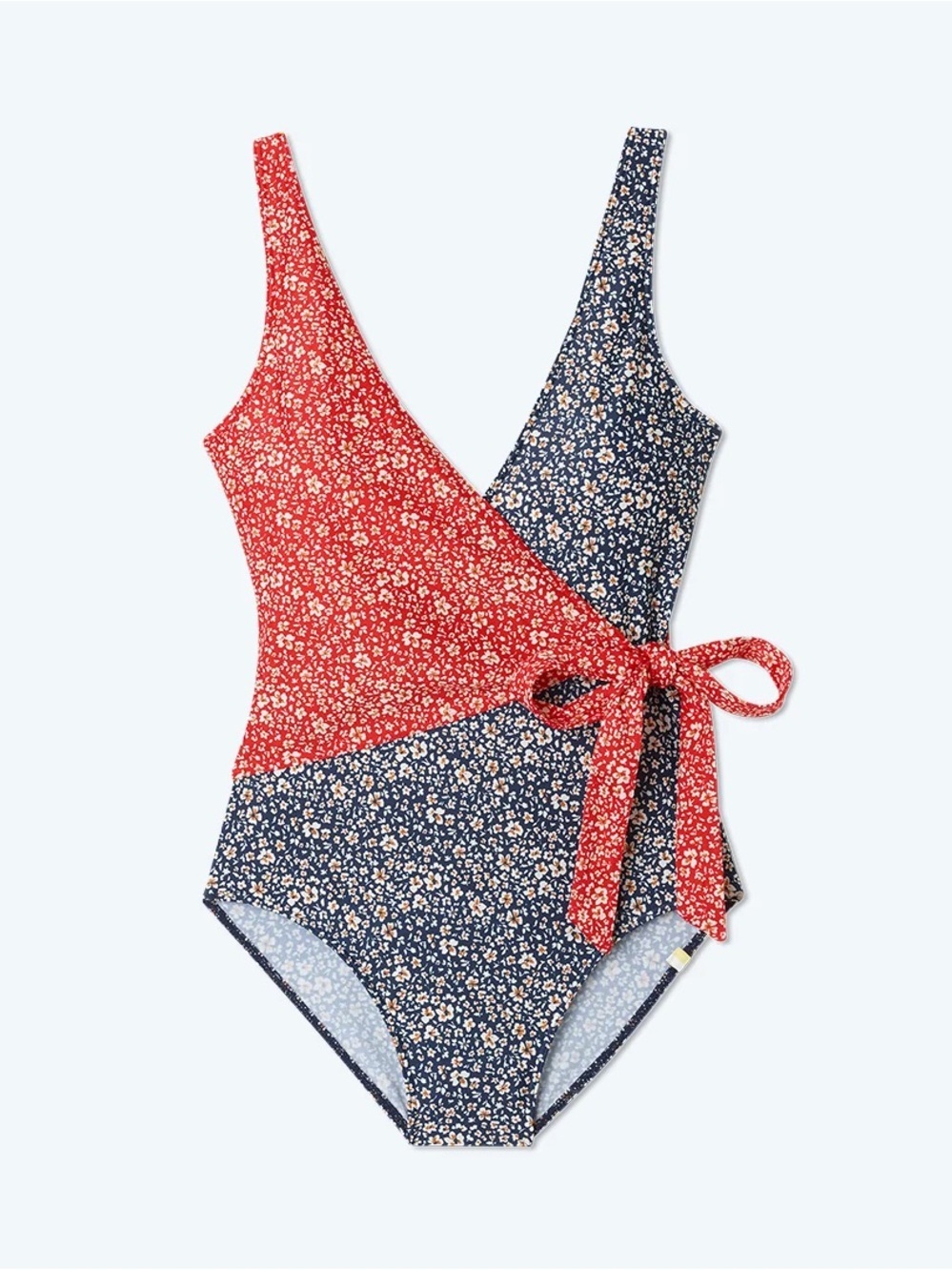 Summersalt the perfect wrap one-piece in bloom in deep sea & lava size 16
